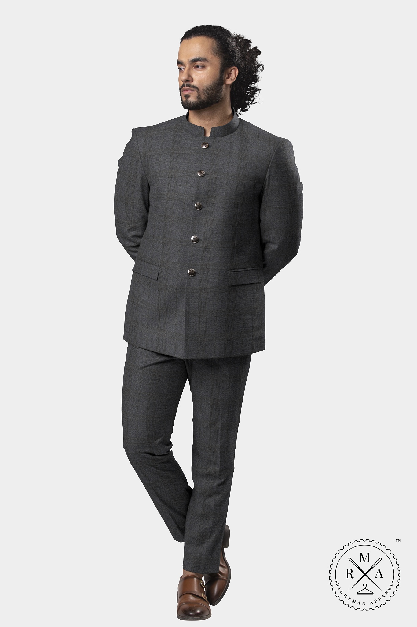 Grey Superwool Jodhpuri Suit SU271